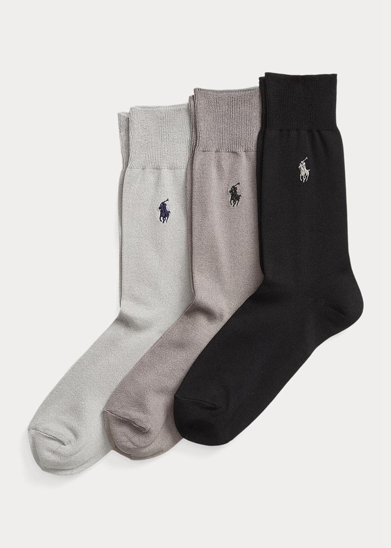 Calcetines Polo Ralph Lauren Hombre Trouser 3-Pack Chile Gris YZSFW-3807